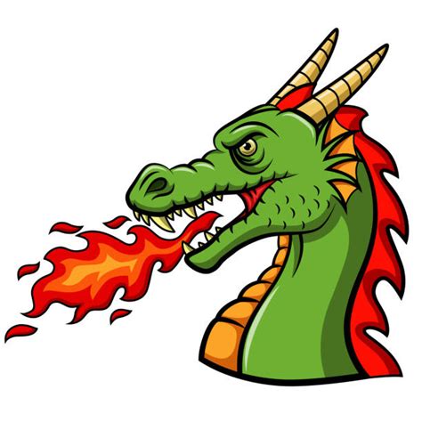 Cartoon Of Dragons Breathing Fire Illustrations Royalty Free Vector