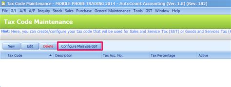 Malaysia government has implemented the gst tax with tax rate 6%, effective from 1st april 2015. GST: GST How to setup Malaysia GST code in AutoCount ...