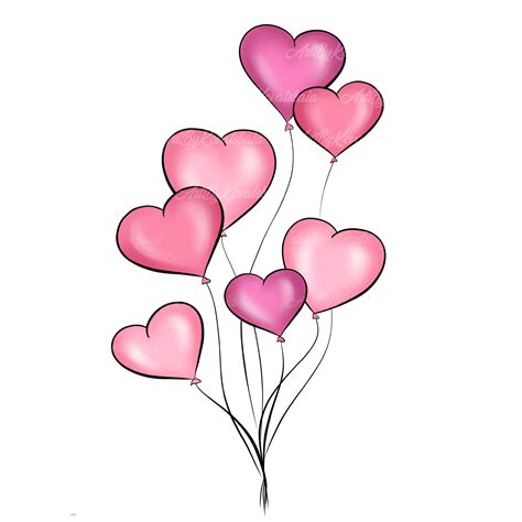 Valentines Day Balloons Png Hearts Png Valentines Day Etsy