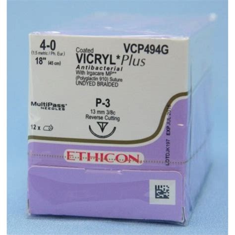 4 0 X 18 Vicryl Rapide Undyed Braided Suture With P 3 Needle 12box