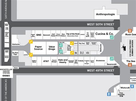 Map Of The Concourse Front And Center At Rockefeller Center