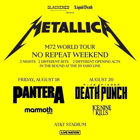 Metallica M72 World Tour In Arlington At Atandt Stadium