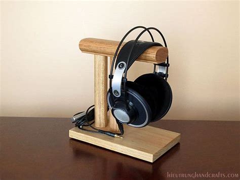 Desktop Wooden Headphone Stand Diy Headphones Diy Headphone Stand
