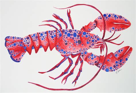 Original Handmade Lobster Watercolor Painting Nautical Lobster