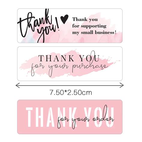 120pcsroll Pink Thank You For Your Order Stickers Labels For Envelope