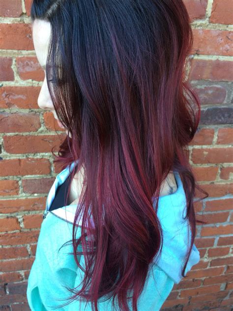 Red is such a fierce hair dye color. Dark brown to red ombré | Red ombre hair, Balayage hair, Hair