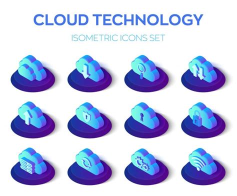 Premium Vector Cloud Icons Set Cloud Technology 3d Isometric Icons Set