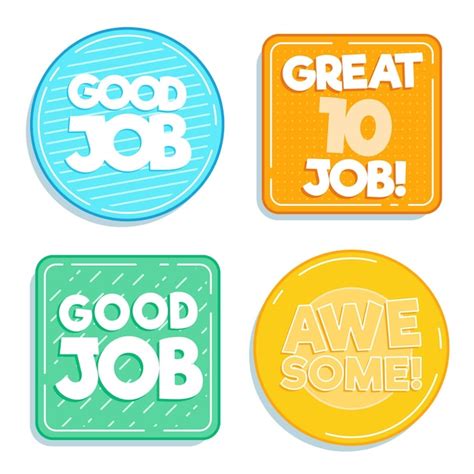 Free Vector Pack Of Good Job And Great Job Stickers