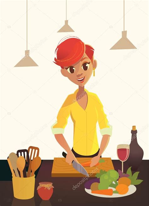 Mama Cocinando Dibujo Free Vector Mother And Daughter Cooking And