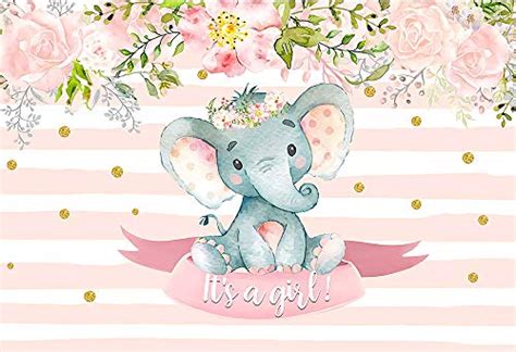Baby Girl Elephant Backdrop For Baby Shower Birthday Party 7x5ft Its A