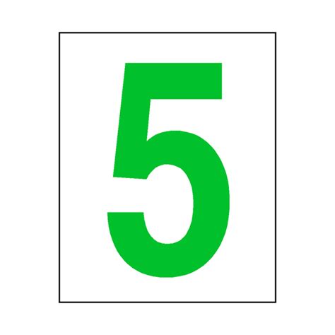 Number 5 Sticker Green Safety Uk