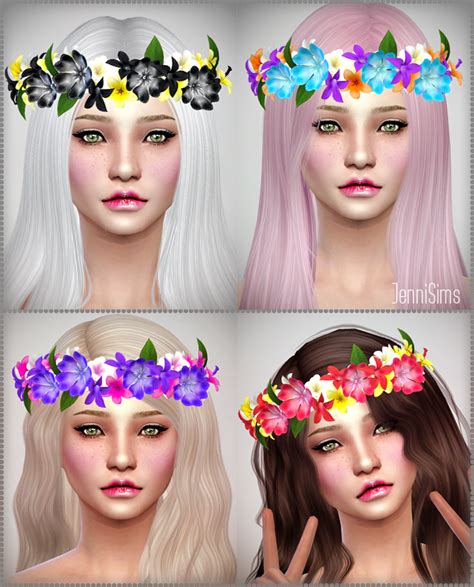 Four Different Types Of Flowers In Their Hair