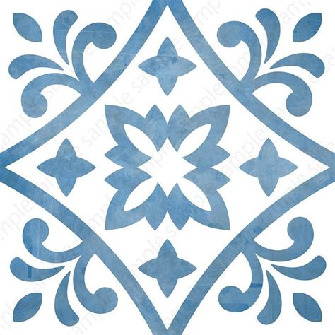 Digital Tiles Blue And White Ornate Wall Decor Printable Geometric