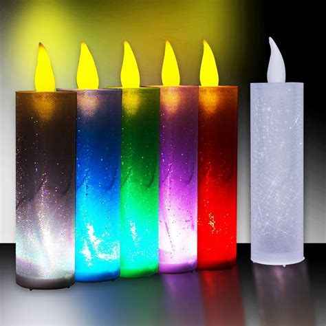Led Flameless Multi Color Glitter Candle Cumpleaños