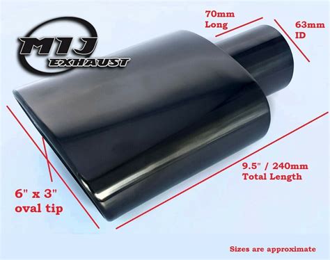Oval Exhaust Rear Pipe Black Chrome Quality Stainless Tip Mij