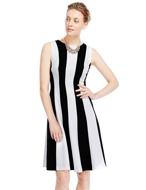 Vertical Striped Skater Dress Mands Collection Mands Womens Fashion