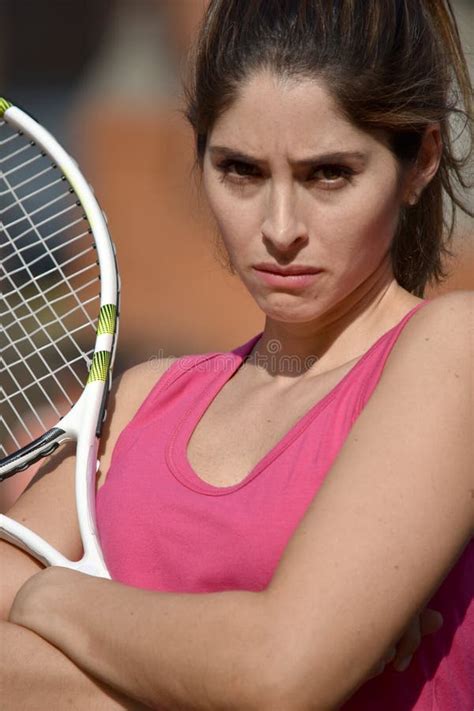 Angry Athlete Colombian Female Tennis Player Wearing Sportswear Stock Image Image Of Female