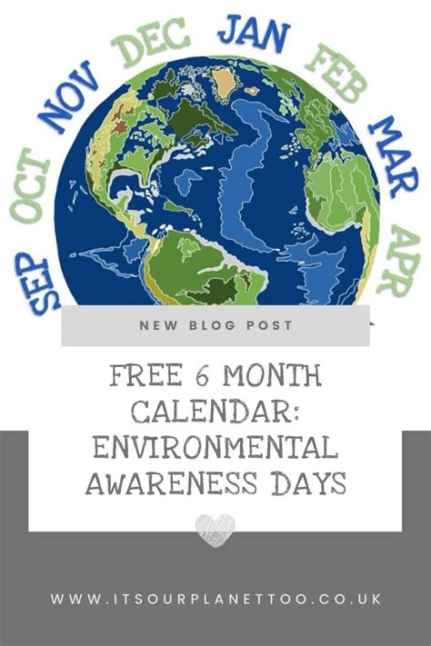 Free 6 Month Calendar Environmental Awareness Days World Environment