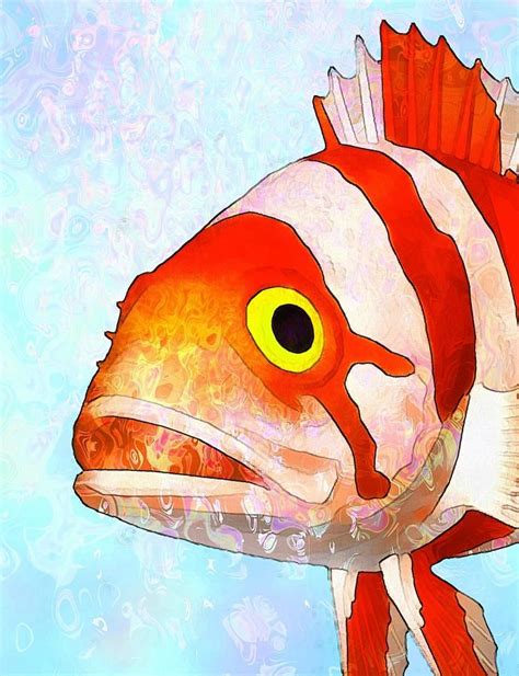 Underwater Fish Digital Art By Elena Kosvincheva Watercolor Fish