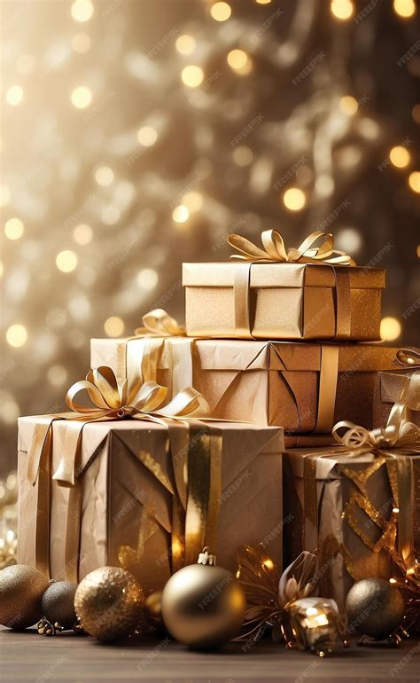 Premium Ai Image Golden Glow Christmas Background With Box Ts
