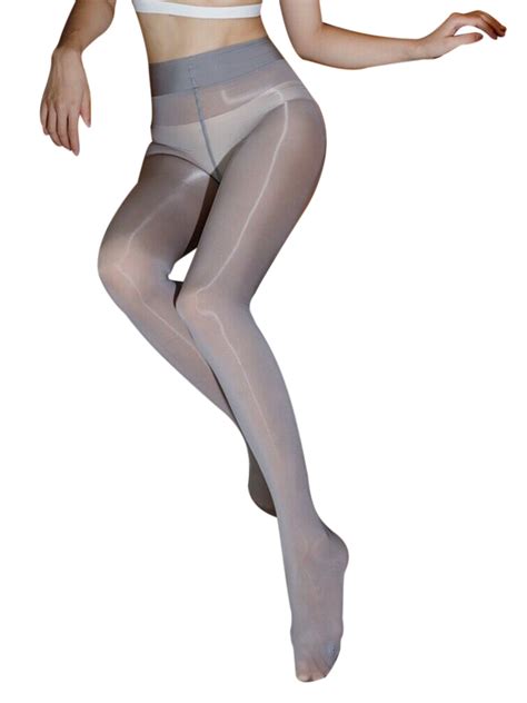 felcia women 8d crotchless elastic stockings glitter pantyhose anti hook oil shiny tights