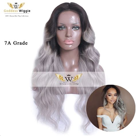 A Two Tone Grey Ombre Full Lace Human Hair Wigs With Baby Hair Remi