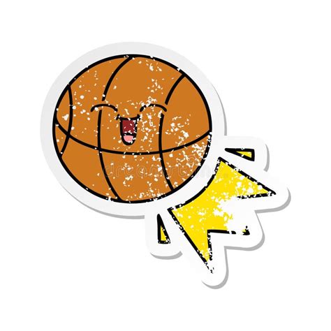 A Creative Distressed Sticker Of A Cute Cartoon Basketball Stock Vector