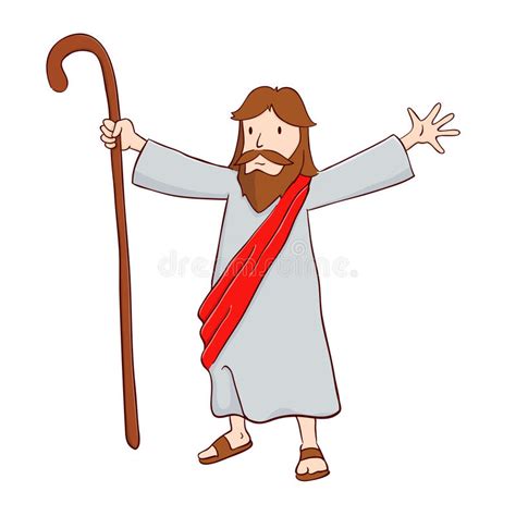 Jesus Christ The Shepherd With Open Arms Stock Vector Illustration Of