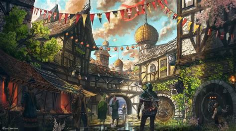 Medieval Town By Robintran On Deviantart In 2020 Fantasy Concept Art