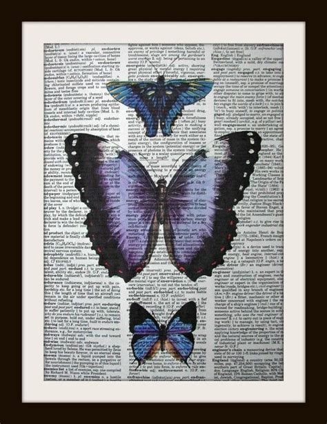 Purple And Blue Butterfly Dictionary Art Print 8x10 Vintage Etsy In