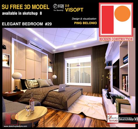 Sketchup Texture Free Sketchup 3d Model Elegant Bedroom 29 Vray Visopt