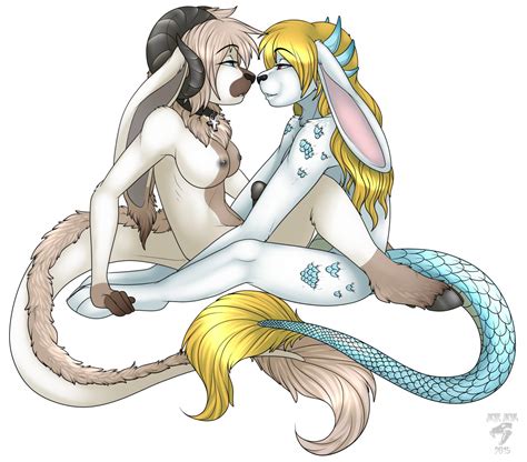 Rule 34 Anthro Areola Breasts Caprine Dickgirl Dickgirlfemale Dragon Duo Erection Female Goat