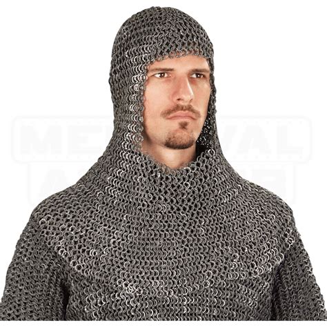 Riveted Dark Aluminum Chainmail Coif 300478 By Medieval Armour