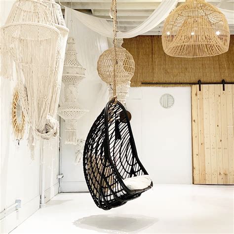 Natural, stained or dyed colours and attractive weaves, combined with a range of contemporary and classic. Siren Rattan Hanging Chair - Noir/ Black | Hanging chair ...