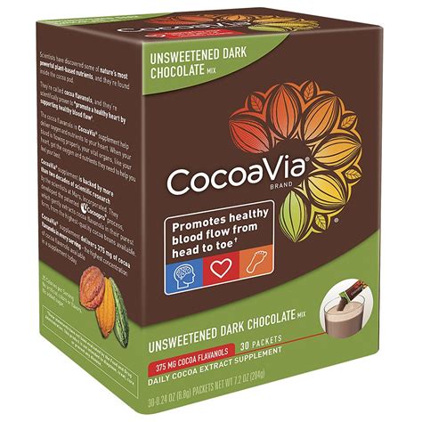 Cocoavia Daily Cocoa Extract Supplement Unsweetened Dark Chocolate