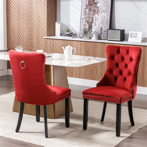 Btmway Upholstered Dining Chairs Set Of 2 Velvet Button Tufted Solid