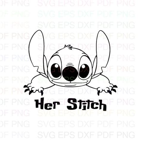 Her Stitch Lilo And Stitch Outline Svg Stitch Silhouette Etsy
