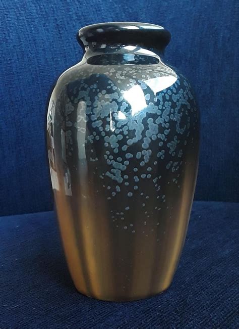 Fulper Pottery 5 5 Vase Cat S Eye Glaze With Black Etsy Pottery