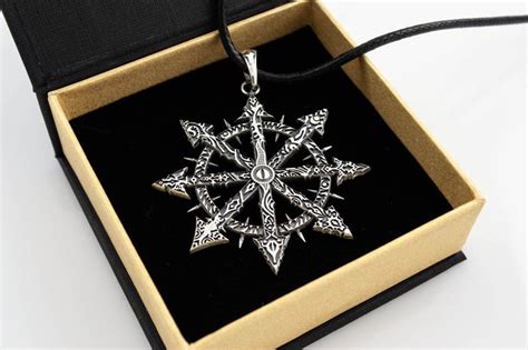 Silver Symbol Of Chaos Pendant 8 Pointed Star Of Chaos Etsy Uk