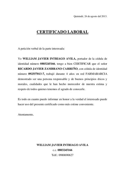 Word Certificacion Laboral Certificado Laboral Modelo