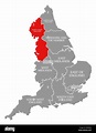 North west england map hi-res stock photography and images - Alamy