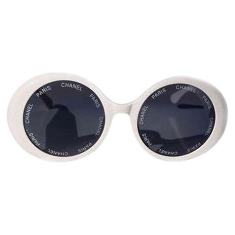 Chanel White Rare 1993 Spring Summer Runway Vintage Sunglasses For Sale
