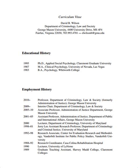 Free 10 Employment History Templates In Ms Word Pdf