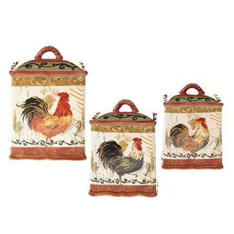 Certified International Tuscan Rooster By Pamela Gladding 3 Pc Kitchen