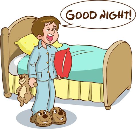 Sleepy Yawning Kids And Parents Good Night Cartoon Vector 21081227