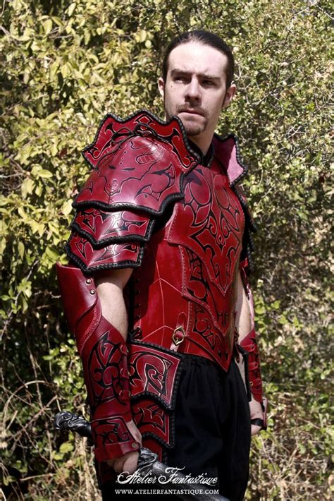 Leather Medieval Fantasy Red And Black Tribal Armor Larp Knight