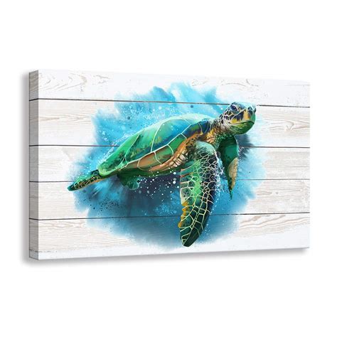 Buy Kas Home Bathroom Canvas Wall Art Sea Turtle Wall Decor Giclee