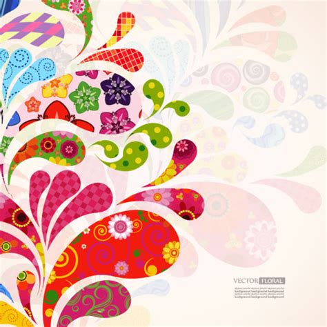 Colorful Floral Elements Background Art Vector Vectors Graphic Art