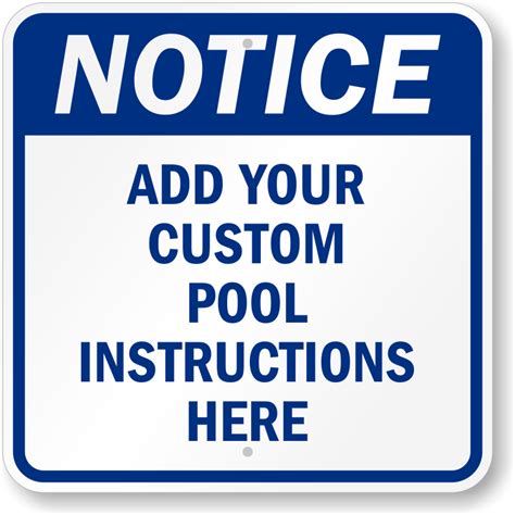 Custom Swimming Pool Signs Free Shipping Available