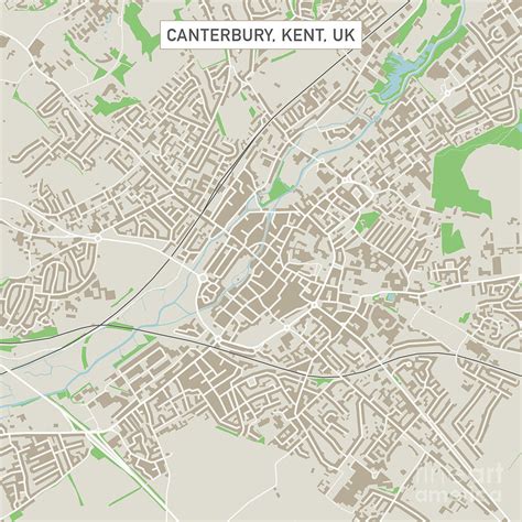 Canterbury Kent Uk City Street Map Digital Art By Frank Ramspott